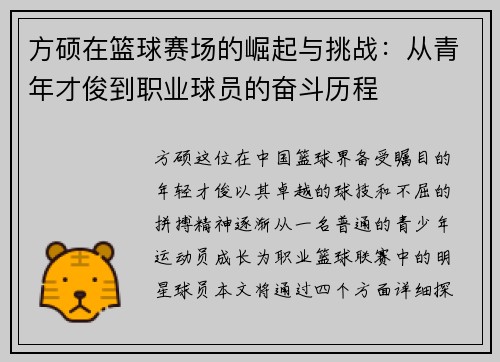 方硕在篮球赛场的崛起与挑战：从青年才俊到职业球员的奋斗历程